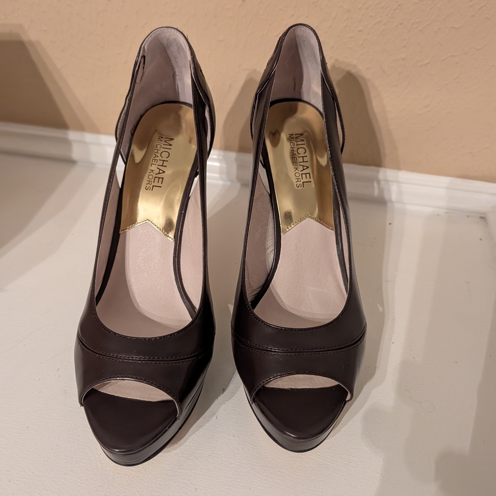 Michael Kors Women's Brown Peep Toe Heels